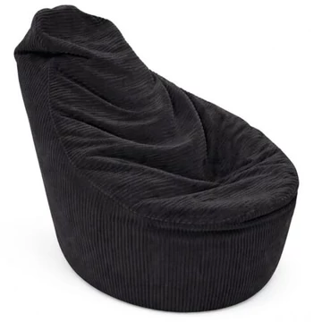 XL LazyKord babzsákfotel –  fekete bársony felület, modern kényelem