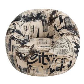 Retro újság mintás beltéri babzsákfotel XL méretben, prémium EPS töltettel