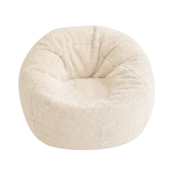 XL Teddy plüss babzsákfotel krém színben, puha sherpa huzattal