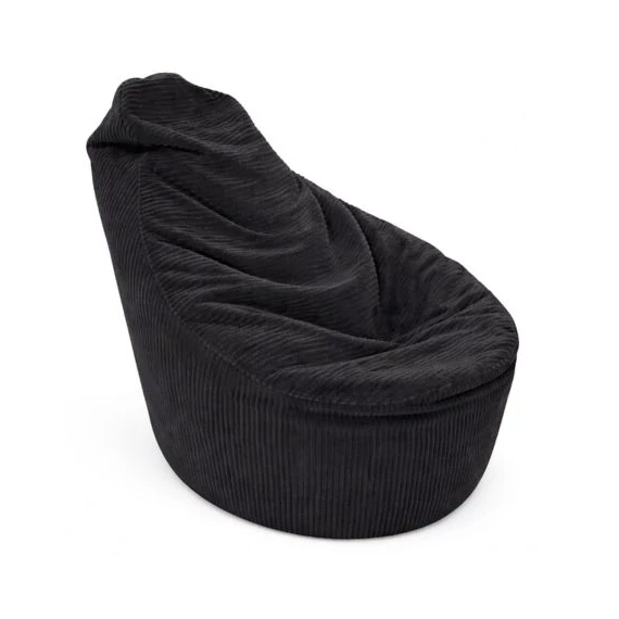 XL LazyKord babzsákfotel –  fekete bársony felület, modern kényelem