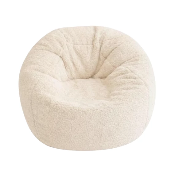 XL Teddy plüss babzsákfotel krém színben, puha sherpa huzattal