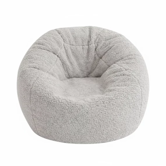 XL Teddy plüss babzsákfotel szürke színben, puha sherpa huzattal